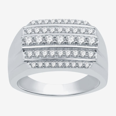 (H-I / I1) Mens 1 CT. T.W. Lab Grown Diamond 10K White Gold Fashion Ring