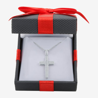 Womens / CT. T.W. Natural White Diamond Sterling Silver Cross Pendant Necklaces
