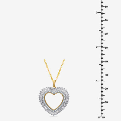 (H-I / I1) Womens 1 CT. T.W. Lab Grown White Diamond 14K Gold Over Silver Sterling Heart Pendant Necklace