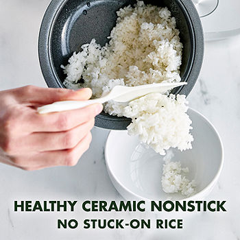 GreenLife Healthy Ceramic Nonstick 4-Cup Rice Oats and Grains Cooker, White