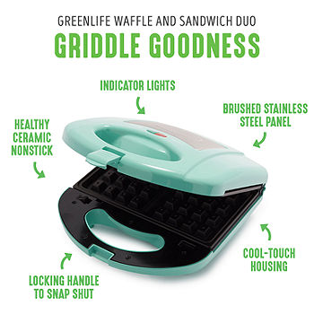 GreenLife Healthy Ceramic Nonstick Electric Waffle and Sandwich