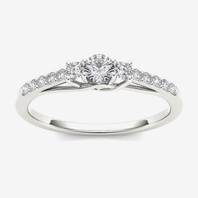 1/3 CT.T.W. Natural Diamond 10K White Gold 3-Stone Engagement Ring