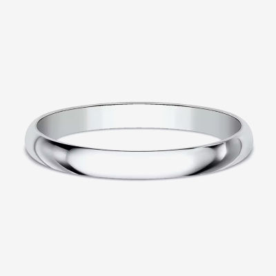 Womens 2MM 10K White Gold Wedding Band