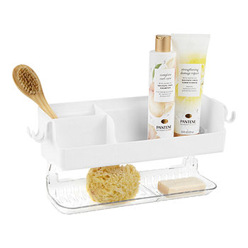 Home Basics Bamboo Shower Caddy Shelf with 2 Suction Cups, Natural, SHOWER