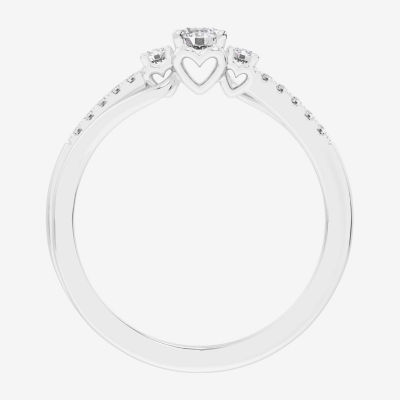 G-H / Si1-Si2) Womens 1/3 CT. T.W. Lab Grown White Diamond Sterling Silver Side Stone 3-Stone Promise Ring