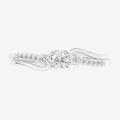 G-H / Si1-Si2) Womens 1/3 CT. T.W. Lab Grown White Diamond Sterling Silver Side Stone 3-Stone Promise Ring