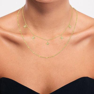 Diamond Addiction (G-H / Si2-I1) North Star Womens Diamond Accent Lab Grown White Diamond 14K Gold Over Silver Star 2-pc. Jewelry Set