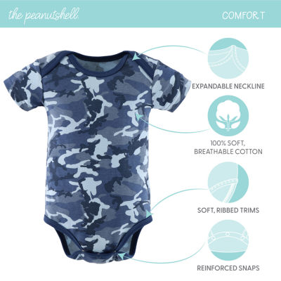 The Peanutshell Blue Camo Baby Boys 7-pc. Round Neck Short Sleeve Bodysuit
