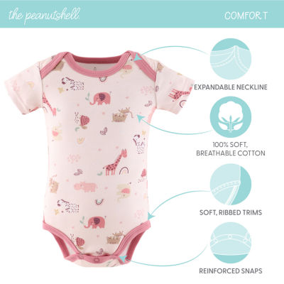 The Peanutshell Rainbow Safari Baby Girls 7-pc. Round Neck Short Sleeve Bodysuit