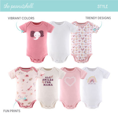 The Peanutshell Rainbow Safari Baby Girls 7-pc. Short Sleeve Bodysuit