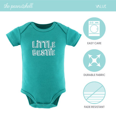 The Peanutshell Elephant Brights Baby Unisex 7-pc. Round Neck Short Sleeve Bodysuit