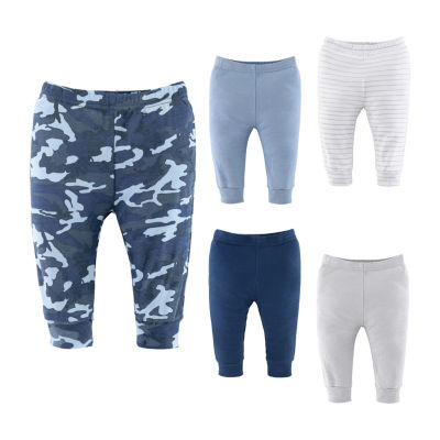 The Peanutshell Baby Boys Blue Camo 5-pc. Cuffed Pull-On Pants