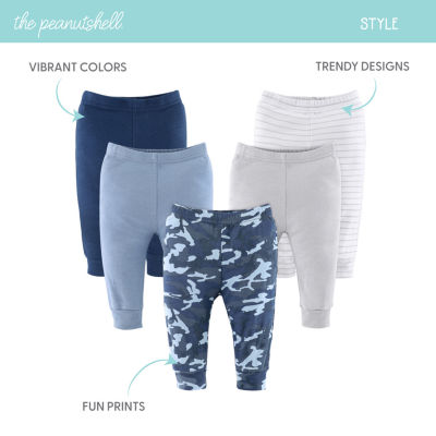 The Peanutshell Baby Boys Blue Camo 5-pc. Tapered Pull-On Pants