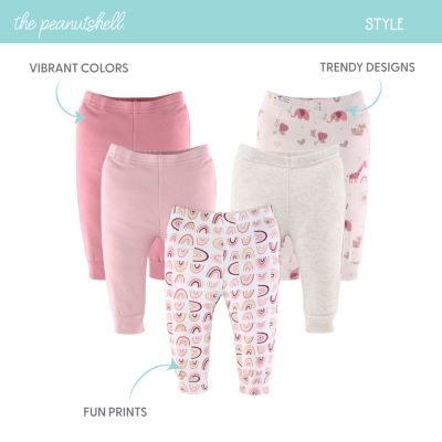The Peanutshell Baby Girls Rainbow Safari 5-pc. Cuffed Pull-On Pants