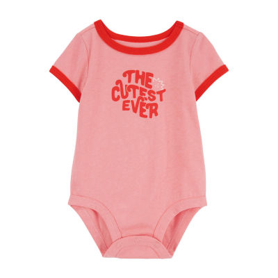 Pink Jcpenney Baby Onesies Carter's Baby Girls Short Sleeve Rib