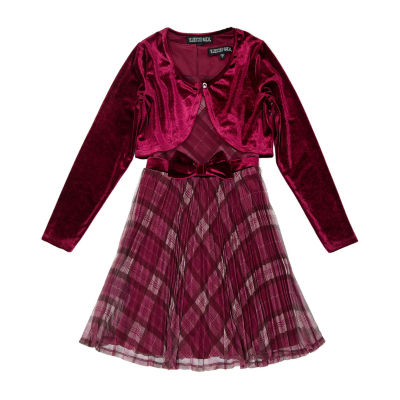 Tween Diva Big Girls 7-16 Bell Sleeve Solid Metallic Top & Checked