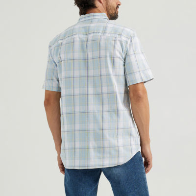 Lee Extreme Motion Mens Moisture Wicking Classic Fit Short Sleeve Plaid Button-Down Shirt