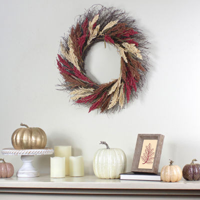 Northlight 22in Autumn Harvest Mixed Heather Artificial Grapevine Wreath