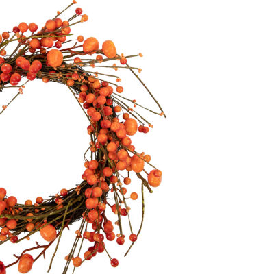 Northlight 20in Red And Orange Berries With Mini Pumpkins Fall Harvest Wreath