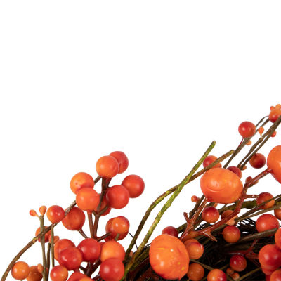 Northlight 20in Red And Orange Berries With Mini Pumpkins Fall Harvest Wreath