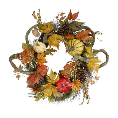 Northlight 24in Sunflower Pumpkin Foliage And Pine Cone Fall Harvest Wreath