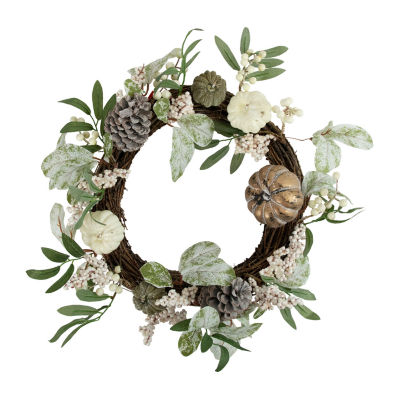 Northlight 20in Pumpkin And Berries With Pinecones Artificial Fall Harvest Twig Wreath