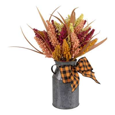 Northlight 18in Autumn Harvest Foliage In Canister Floral Arrangement