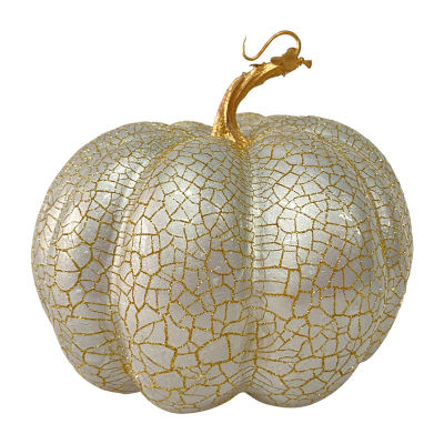 Northlight 9in Champagne Gold Crackled Fall Harvest Pumpkin Tabletop Decor