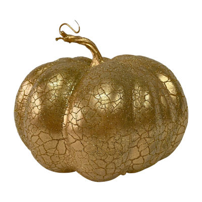 Northlight 7in Gold Crackled Fall Harvest Pumpkin Tabletop Decor