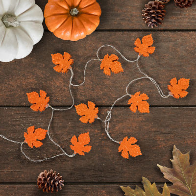 Northlight 10-Count 5.5ft Copper Wire Orange Led Fall Harvest Maple Leaf String Lights