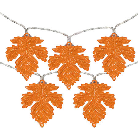 Northlight 10-Count 5.5ft Copper Wire Orange Led Fall Harvest Maple Leaf String Lights, One Size, Orange