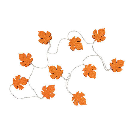 Northlight 10-Count 5.5ft Copper Wire Orange Led Fall Harvest Maple Leaf String Lights, One Size, Orange