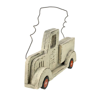 Northlight 11.75in White Wooden Pick Up Truck Fall Harvest Wall Sign