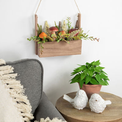 Northlight 19in Mushroom And Foliage Wooden Fall Harvest Hanging Wall Basket