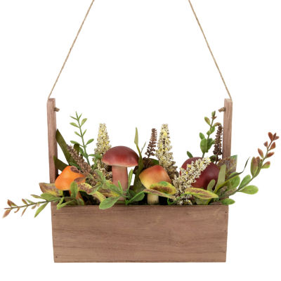 Northlight 19in Mushroom And Foliage Wooden Fall Harvest Hanging Wall Basket