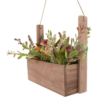 Northlight 19in Mushroom And Foliage Wooden Fall Harvest Hanging Wall Basket