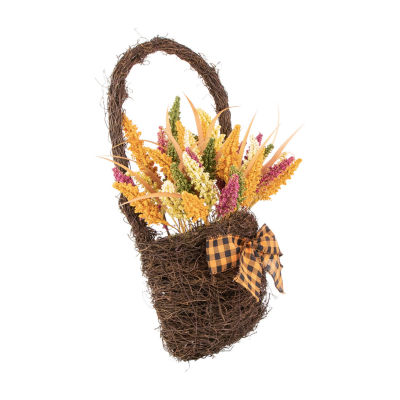 Northlight 22in Autumn Harvest Artificial Fall Foliage Wall Basket