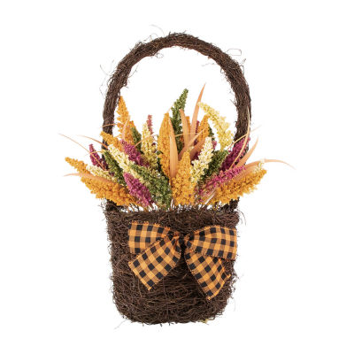 Northlight 22in Autumn Harvest Artificial Fall Foliage Wall Basket
