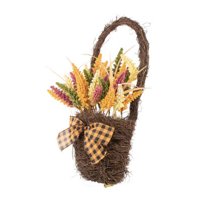 Northlight 22in Autumn Harvest Artificial Fall Foliage Wall Basket