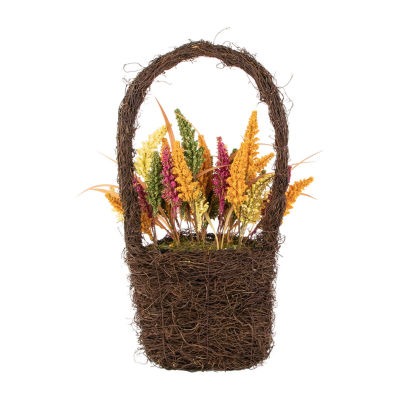 Northlight 22in Autumn Harvest Artificial Fall Foliage Wall Basket