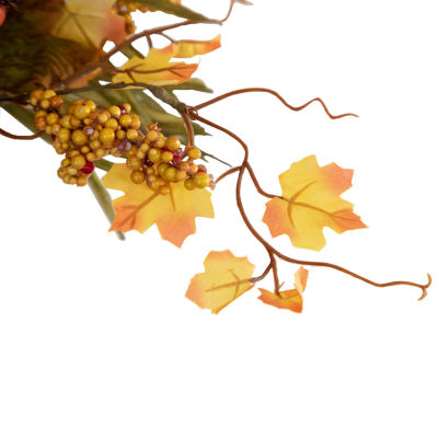 Northlight 19in Artificial Fall Harvest Foliage With Bow Wall Basket