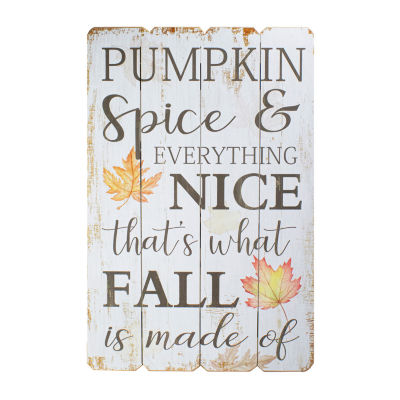 Northlight 23.5in White-Washed Pumpkin Spice Everything Nice Fall Wooden Hanging Wall Sign
