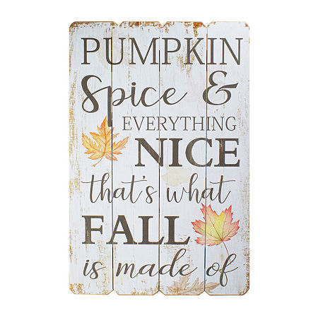 Northlight 23.5in White-Washed Pumpkin Spice Everything Nice Fall Wooden Hanging Wall Sign, One Size, White