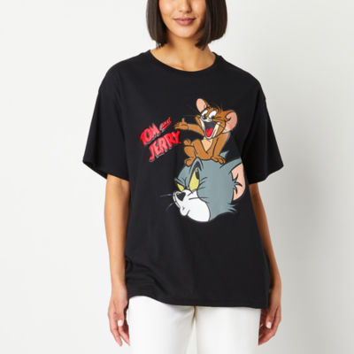 Juniors Womens Crew Neck Short Sleeve Tom and Jerry Graphic T-Shirt