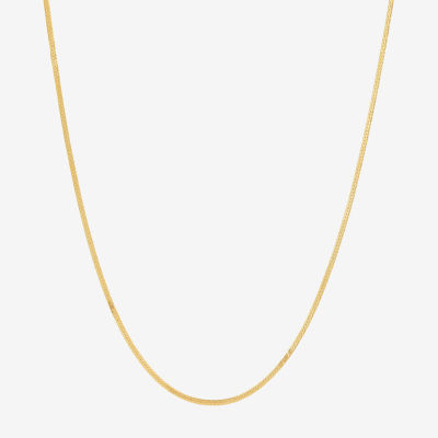 Made in Italy 14K Gold 16 - 18 Inch Solid Herringbone Chain Necklace