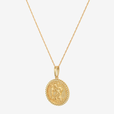 Mens 14K Gold Round Pendant