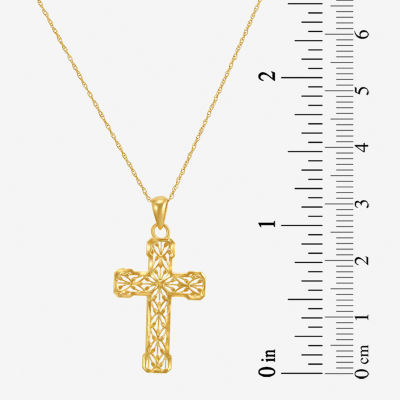 Made in Italy Womens 14K Gold Cross Pendant Necklace