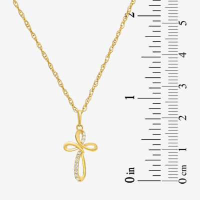 Womens White Cubic Zirconia 14K Gold Cross Pendant Necklaces