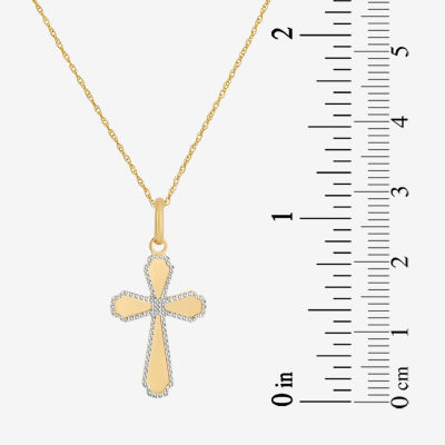 Made in Italy Womens 14K Two Tone Gold Cross Pendant Necklace