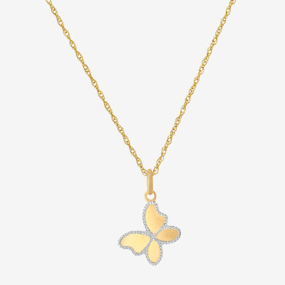 Made in Italy Womens 14K Gold Butterfly Pendant Necklace